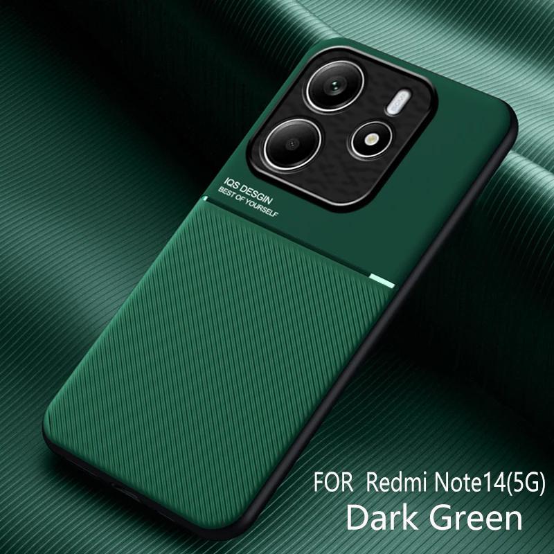 Non-Slip TPU Frame PU Leather Texture Shockproof Phone Case For Xiaomi Redmi Note 14 4G 5G Global Magnetic Protective Back Cover