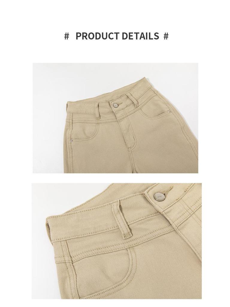 Spring 2026 Korean-Style High Waist Milk Tea Wide Leg Flare Jeans for Women