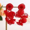 Vintage Style Crystal Tassel Drop Earrings With Geometric Alloy Design For Womens Evening Wear