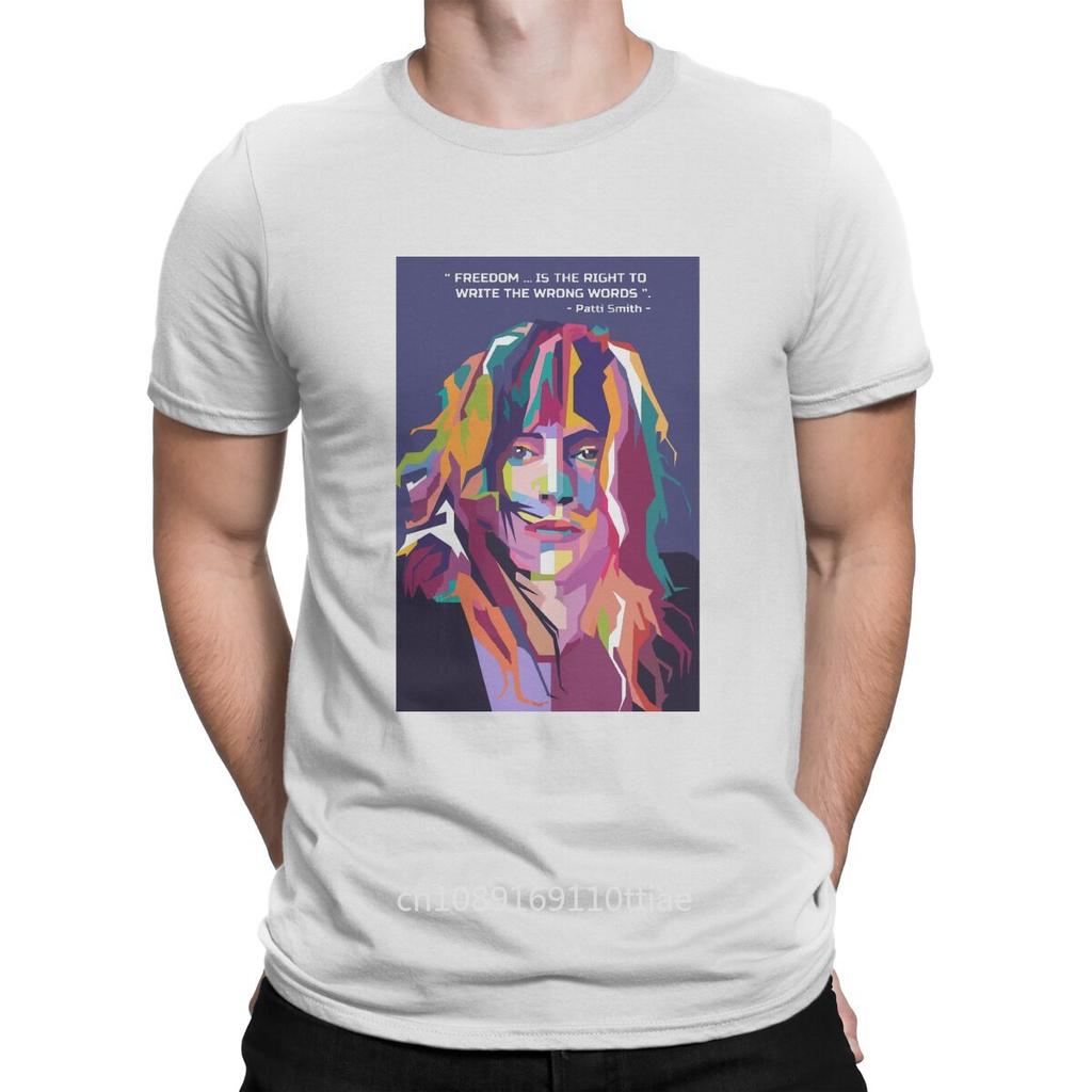 Patti Smith Creative TShirt for Men Best Quotes From Patti Smith In Wpap Round Neck Basic T Shirt Distinctive Gift Clothes Tops