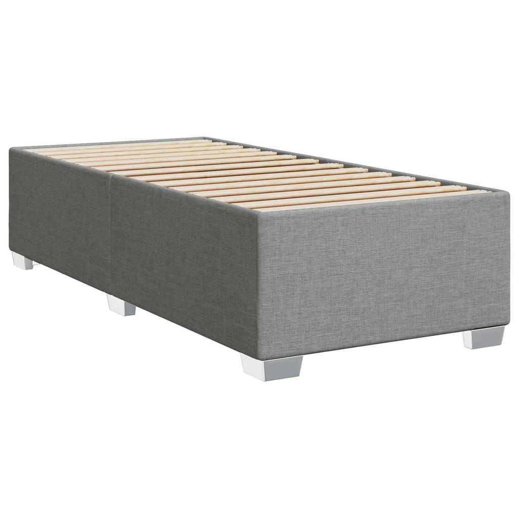 Box Spring Bed with Mattress Light Gray 90 X 190 Cm Fabric