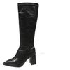 Pointed Toe High Heel Square Heel Modern Boots PU Spring/autumn Sexy Female Shoes On Sale 2025 Brand Zipper Solid Women's Boots