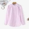 ZANZEA Women Casual Round Neck Long Sleeve Stripe Blouse