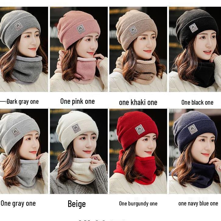 Windproof Fleece-Lined Neck Warmer & Ear Protection Set for Autumn/Winter - Korean Style Casual Outdoor Cycling Wool Hat