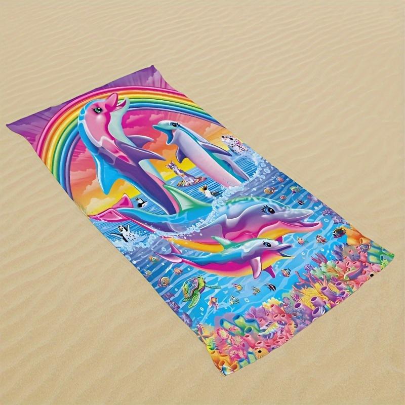 1pc Dolphin Microfiber Beach Towel, Multi-Purpose Yoga Fitness Camping Travel, Durable Outdoor Essential