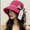French Polka Dot Pearl Straw Hat Women's Summer Sun Protection Hat Seaside Vacation Beach Hat Straw Sun Hat Self-operated