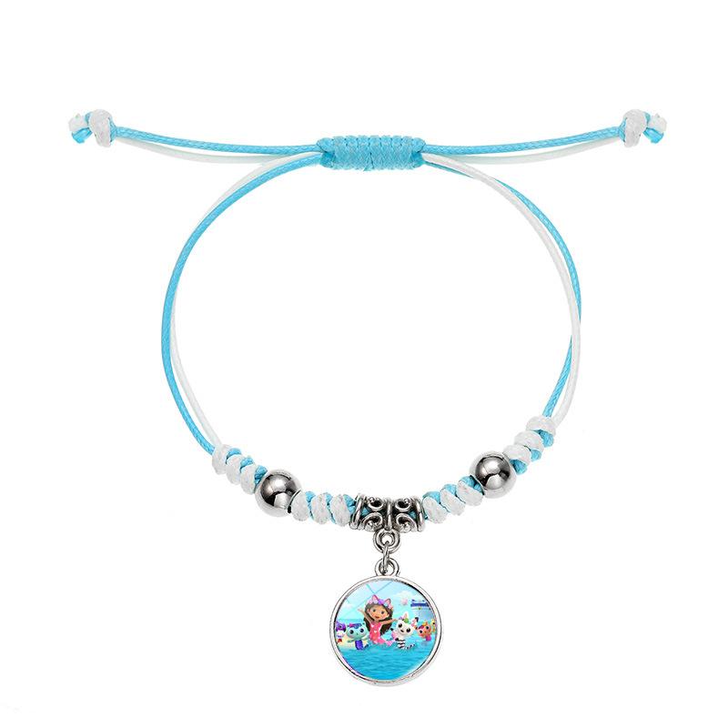 1Pc Stitch Blue Cartoon Braided Cord Stretch Bracelet, Stitch Wristband
