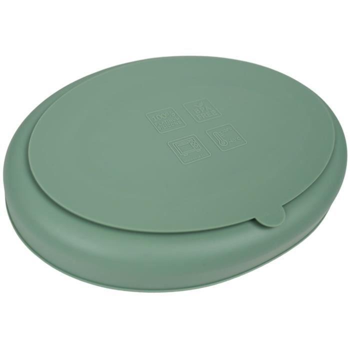 Pack Repas - THERMOBABY - Silicone - Vert Cactus - Assiette, bol, bavoir et cuillères