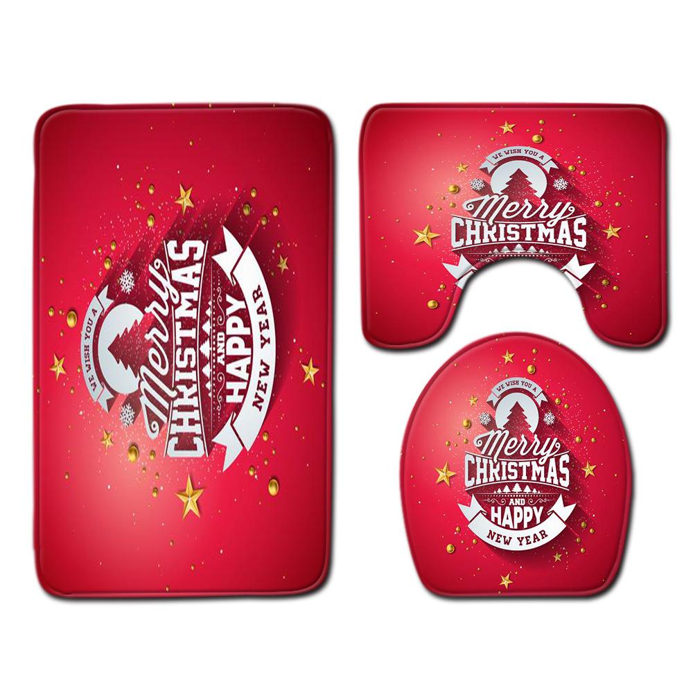

Christmas Bathroom Floor Mat Toilet Three-Piece Set 45cmx75cm