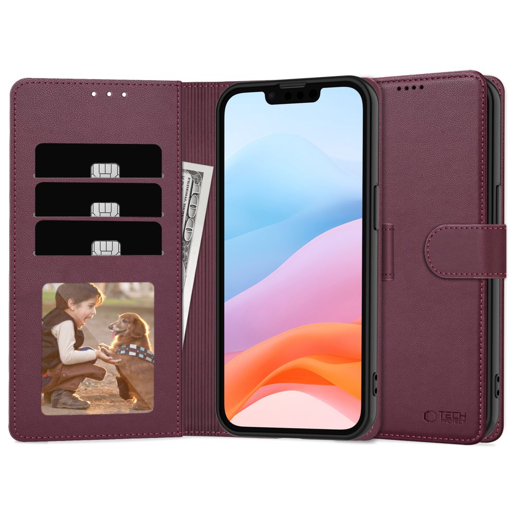 Tech-Protect Wallet Iphone 16E Mulberry