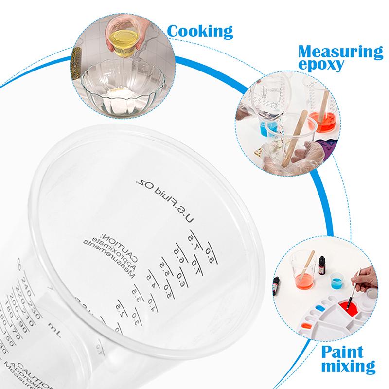 

10Pcs 8Oz Disposable Plastic Measuring Cups For Precise Resin Paint Mixing Cup Plastic Epoxy Resin Mixing Cups