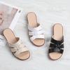 New Cowhide Mother Slippers for Women In Summer Soft Sole Outdoor Wear Pregnant Women's Medium-old Large Size Flat Ladies' Slippers