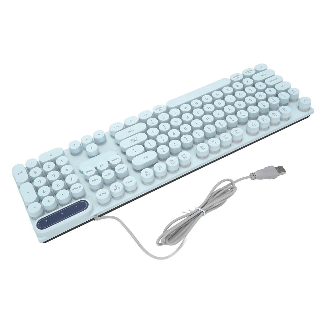 Gaming Keyboard USB Round 104 Keycaps Backlit Ergonomic Fodable Feet Multimedia Keys Wired Keyboard for Desktop Laptop