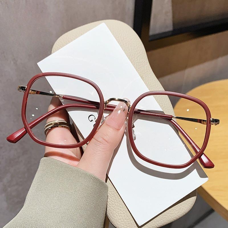 Retro Fashion Polygonal Anti-Blu-Ray Glasses Women Men Computer Anti-Radiation Glasses Interchangeable Lens