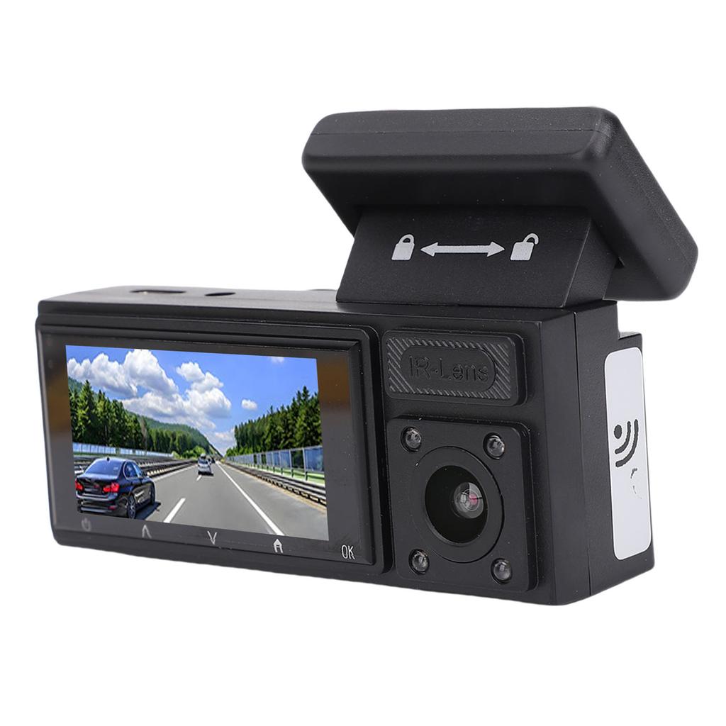 1080P Triple Dash Camera Front Rear Inside Driving Recorder with 2.0 HD Screen 170 degrees  Wide Angle Night Mode