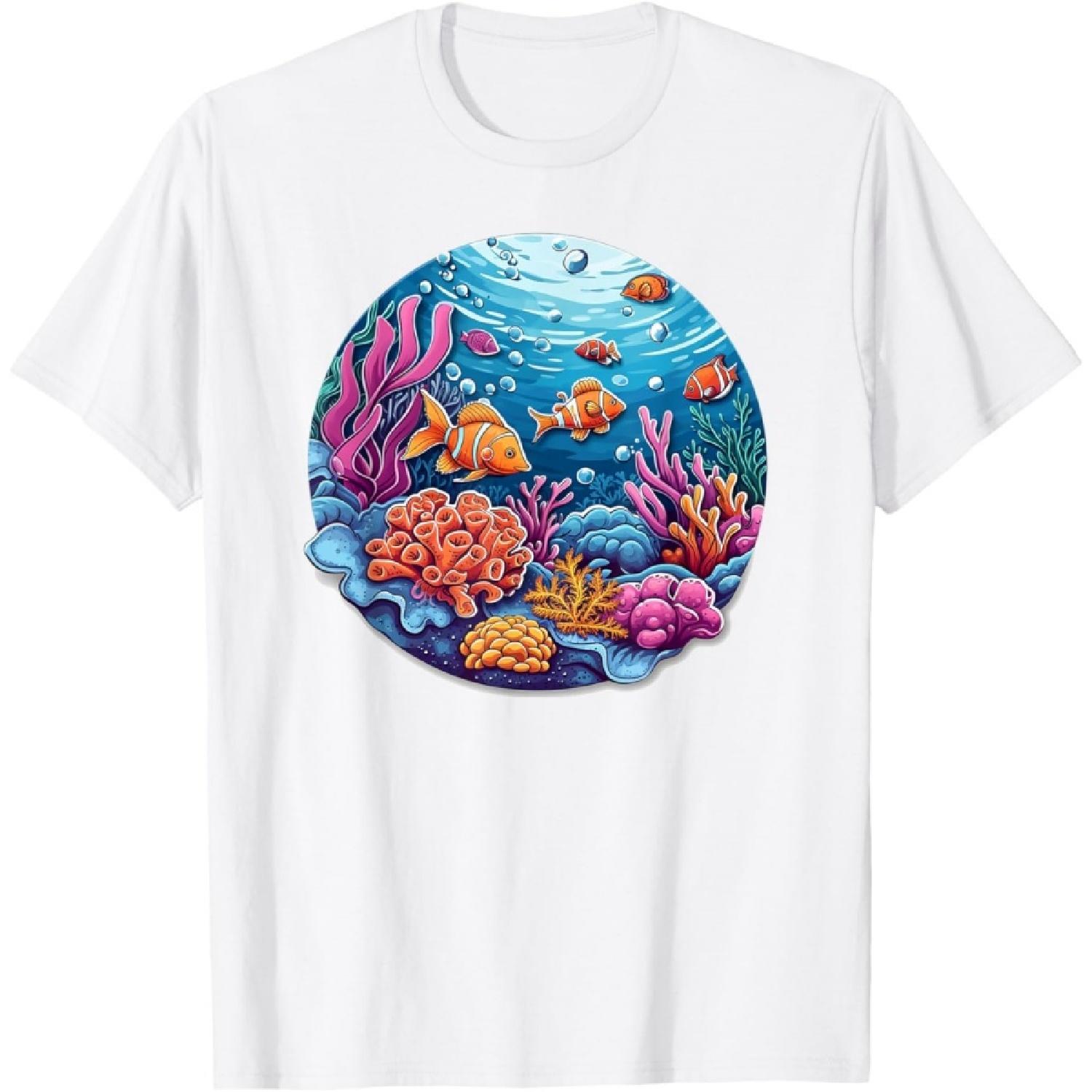 Футболка «Подводный мир с кораллами и морскими обитателями» S
