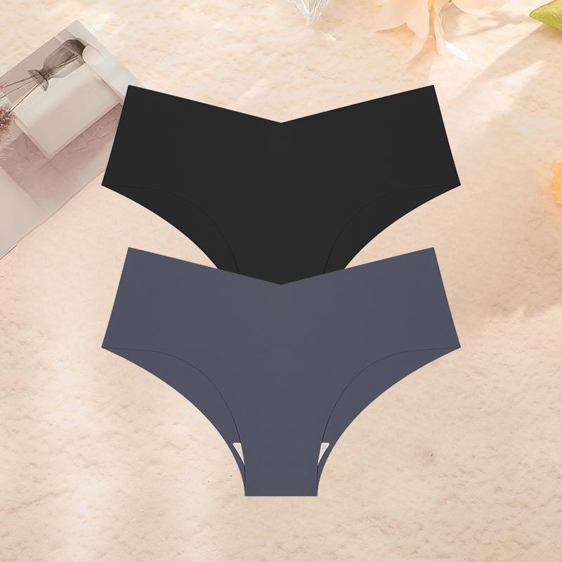 2Pcs/Set Plus Size Underwear Women's Panties Ice Silk Ladies Seamless Underpants Girls Briefs Breathable Sexy Lingerie Female