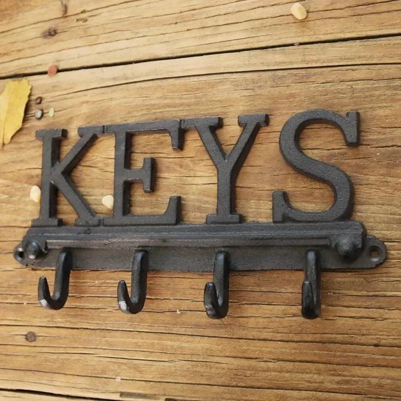 Letter Shape Hooks Metal Cast Iron Classical Retro Garden Courtyard Wall Decorate Clothes Hat Wall Mounted Rusty Colored Hook