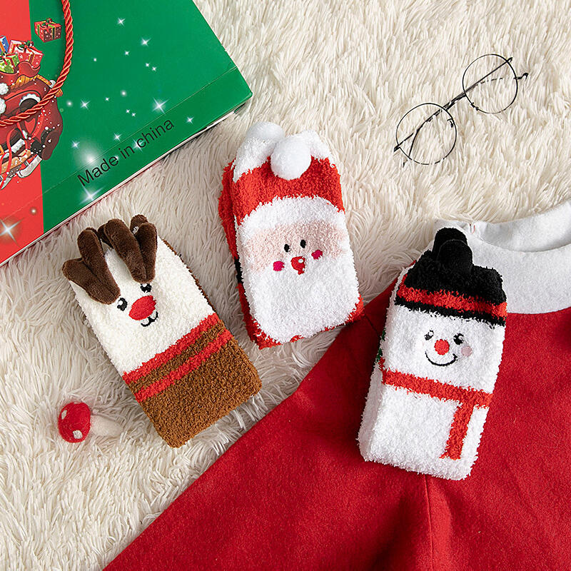 Warm Christmas Santa Sleep Socks Winter Microfiber Fleece