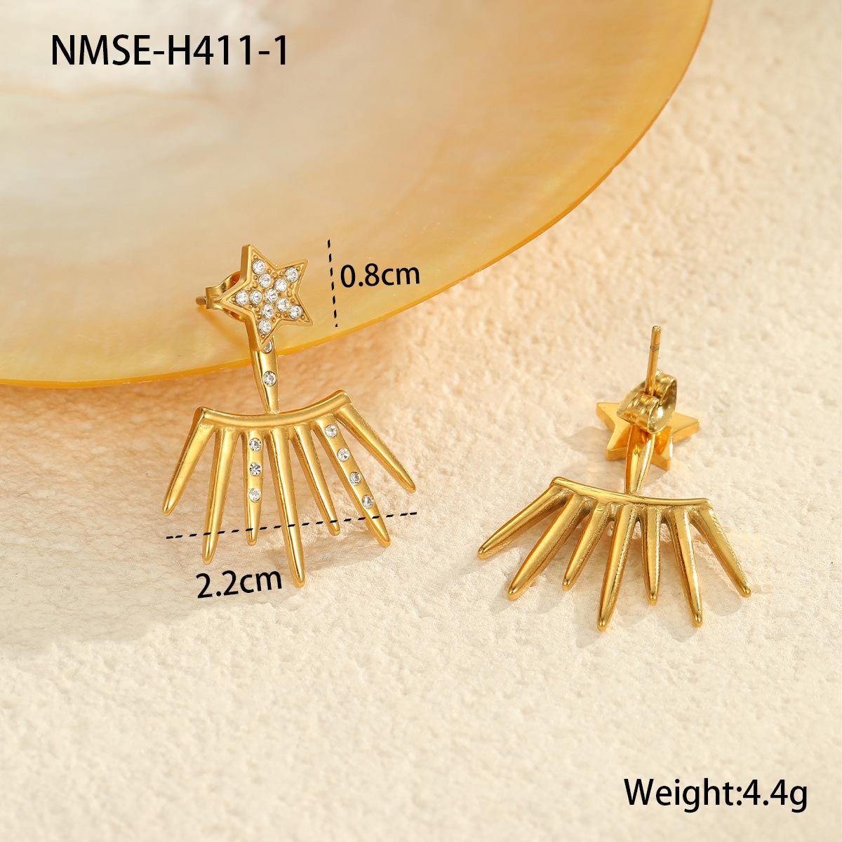 GEMCHIC Women s Gold Starburst Drop Earrings Stainless Steel Geometric Studs Fashion Jewelry 18K