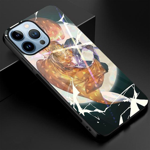 Dämon Slayer Handytasche für Iphone 14 13 11 12 Pro Max Mini Xs Xr X 7 8 6s Plus Se 2022 Luxus Bumper Gehärtete Glasabdeckung