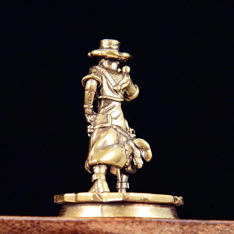 Solid Brass Dance Cowboy Figurines Miniatures Vintage Metal Characters Model Statue Desktop Toy Ornament Decorations Collections