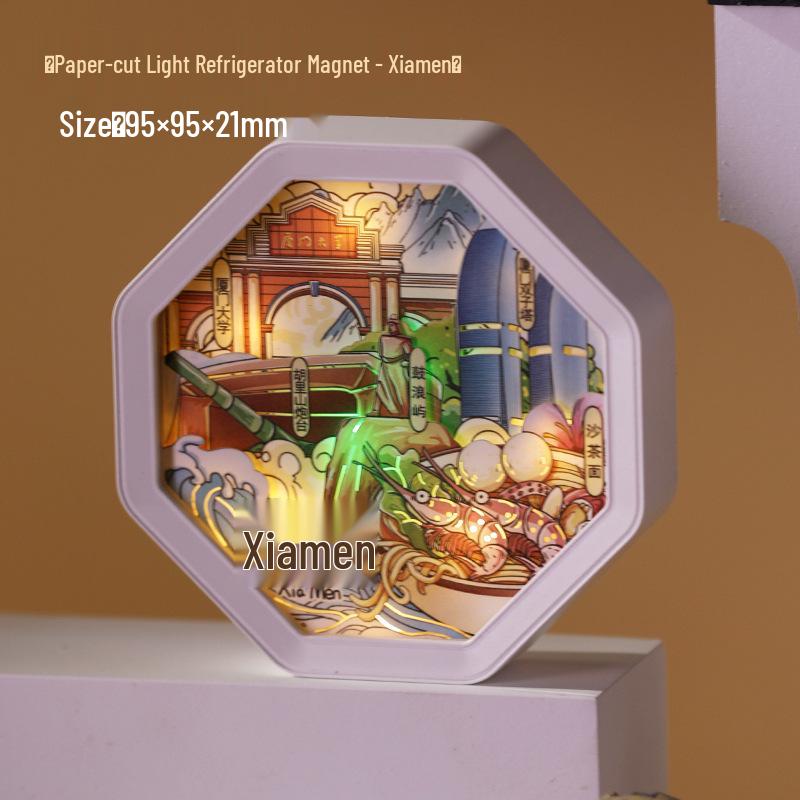 Guochao Paper Sculpture Fridge Magnet Souvenirs for Tourist Attractions