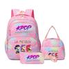 Girls' Group Printed Backpack, Teenage Girl Student Schoolbag, Children'S Large-Capacity Schoolbag Three-Piece Set