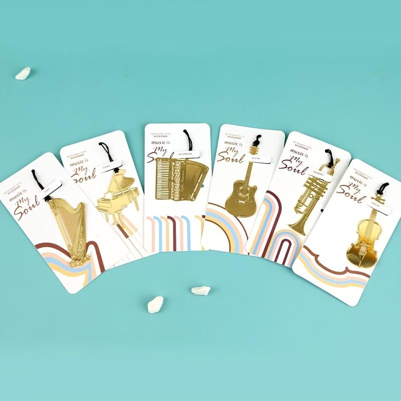1pc Music-Inspired Metal Bookmark - Unique Instrument Design for Book and Music Lovers, Piano,Guitar,Organ,Harp,Violin, Trumpet Options Available