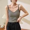 Women's Cotton Striped Camisole Vest Summer New V-neck Sexy Backless Hot Girl Inside Out Sleeveless Tops