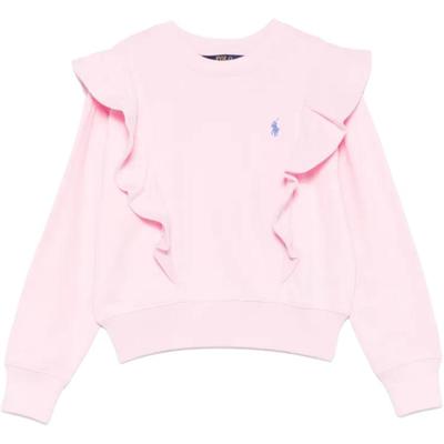 Polo Solid Color Crew Neck Long Sleeve Kids Tops Light-Pink 313957719-003
