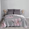 Cherry Blossom & Cranes-Grey Blanket For Sofa Bed Travel Cherry Blossom Sakura Cherry Blossom Cherry Blossom