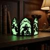 Halloween Wooden Ornaments Screen Ornaments, Glow in The Dark Gothic Arch No Assembly Decor, Atmosphere Supplies for Home Tabletop Party Decorations