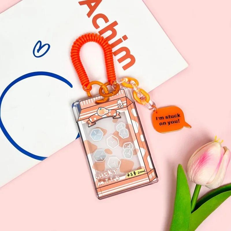 

1 шт. акриловый прозрачный держатель для фотокарт Kpop, шикарный сладкий корейский чехол, чехол в стиле молочного сока, протектор для удостоверения личности автобусной карты