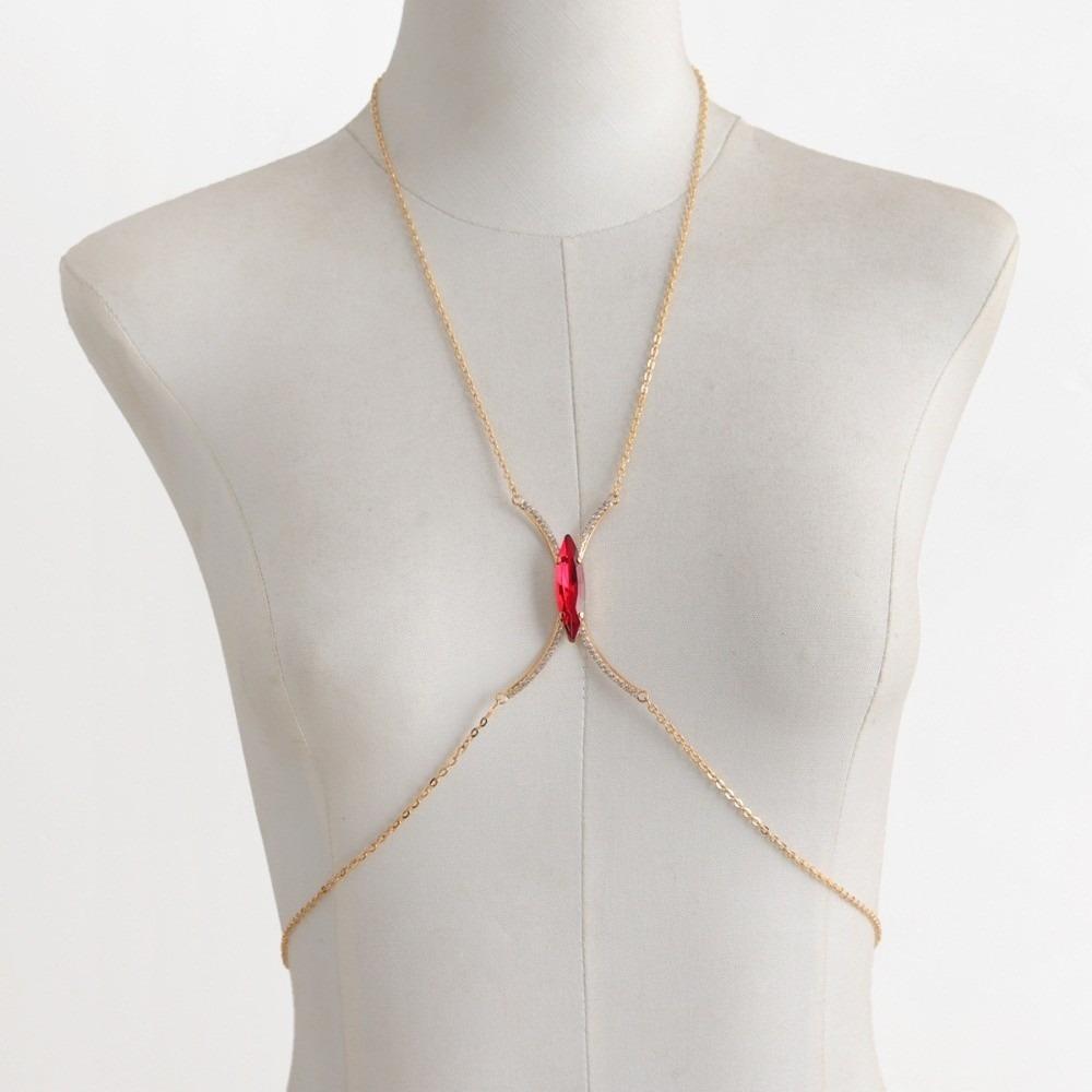 Demon Eye Chest Support Body Chain Rhinestone Breast Chain Hip Hop Bra Chest Chain Girls