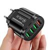 QC3.0 4-Port USB LED Fast Charger with US/EU/UK Plugs
