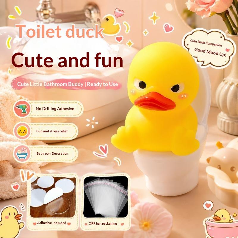 Cute Cartoon Yellow Duck Toilet Shaped No Drill Adhesive For Bathroom Bedroom Kids Decor