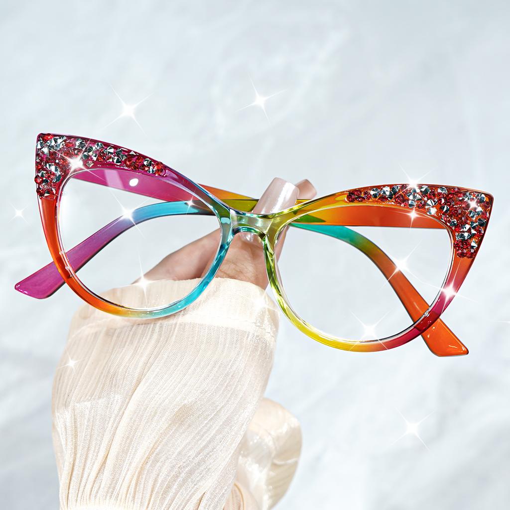 Chic Retro Cat-Eye Glasses for Women Men Full Frame Fashion Glasses Decorative Daily Wear