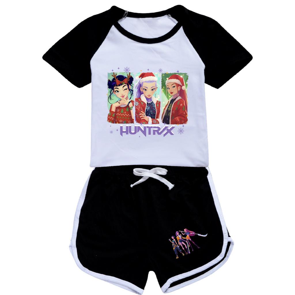 5093 Kids Girls Christmas POP Rumi Zoey Mira Print T-shirt Shorts Sport Tracksuit Clothes Set