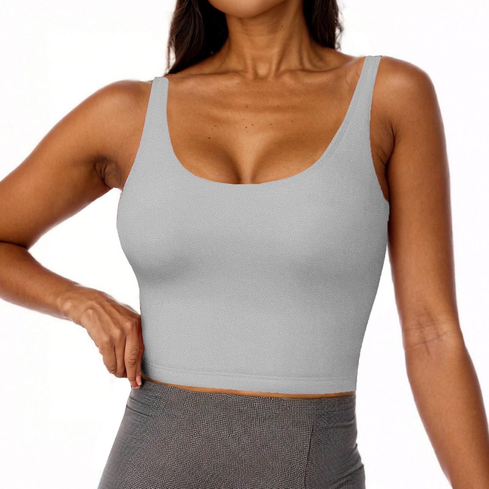 

Женский однотонный короткий топ без рукавов с U-образным вырезом и жилетом с подкладкой на груди L