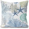 Coastal Beach Pillow Covers 18x18, Ocean Beachy Themed Room Decor, Coral Starfish Seashell Ocean Beach Decorative Throw Pillow Covers for Home Living