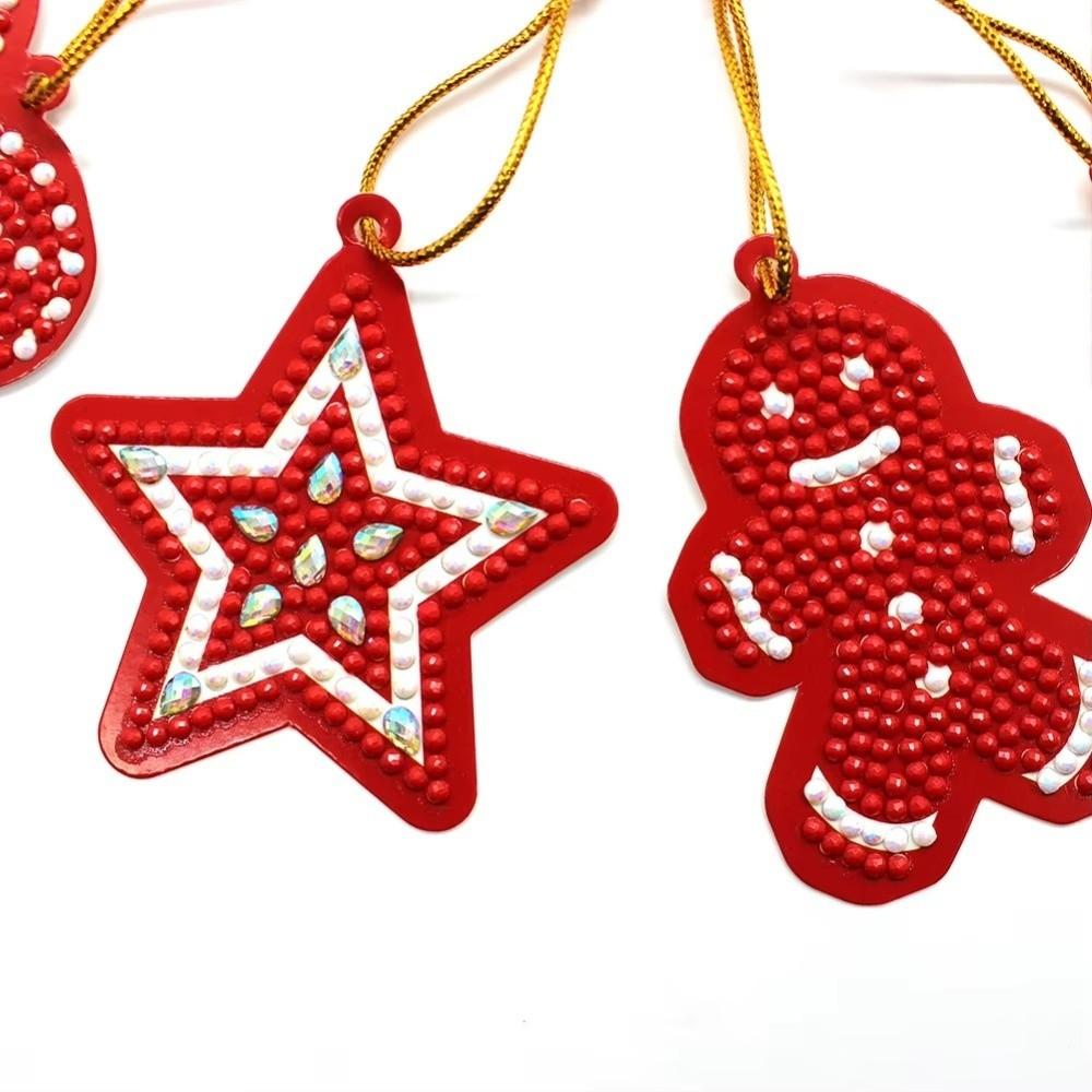 10 PCS Snowman Diamond Painting Pendant DIY Craft Bag Charm Creative Hanging Ornament Xmas Gift