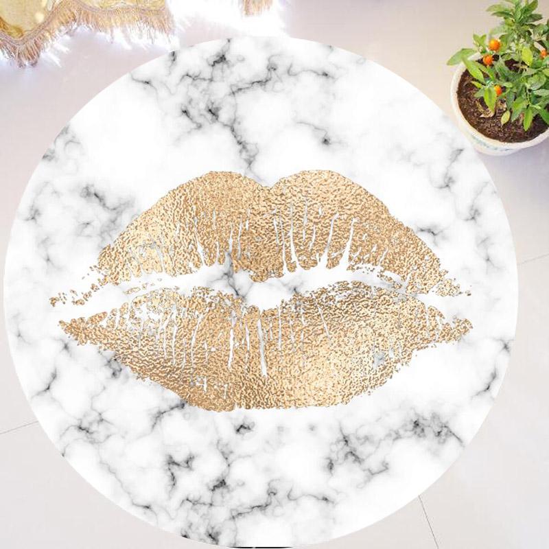 Abstrakter natürlicher weißer Marmor mit goldener Textur, runder Wohnzimmerteppich, Marmor-bedruckter Teppich, rutschfeste Matte, Eingangsmatte
