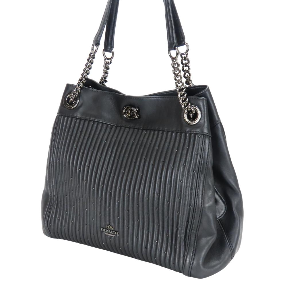 Gebrauchte COACH Schultertasche Edy 26834 Tabby-Leder Schwarz Kette