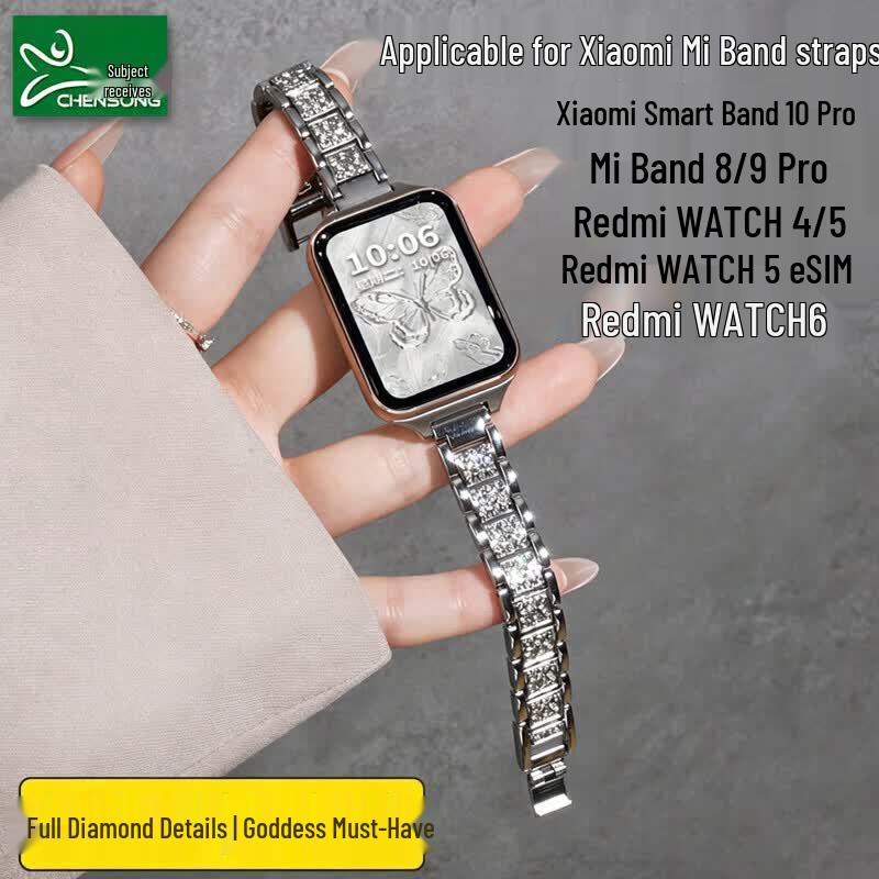 CHENSONG Metal Full Diamond Strap for Xiaomi Smart Band & Redmi Watch