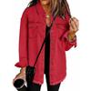 Autumn Winter Women's Washed Denim Shirt Jacket, Raw Edge Hem Street Style Coat with Vintage Finish, Oversized Shacket for Casual Wear
