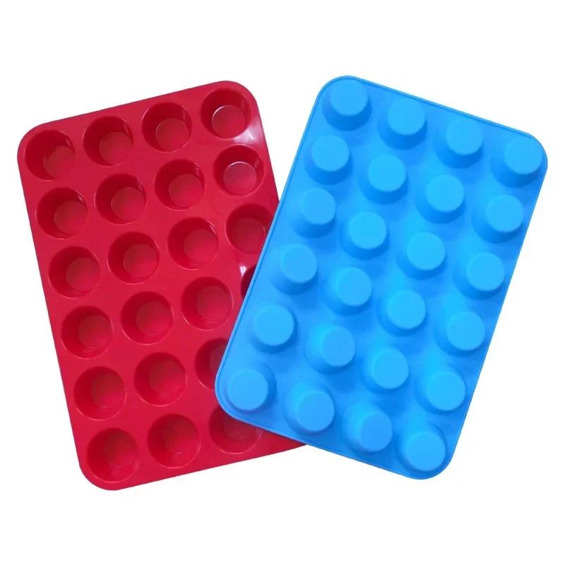 24 Cavity Silicone Muffin Cup Soap Cookies Cupcake Bakeware Pan Tray Mould, Home DIY Cake Pudding Jelly Mold Cake Decor Tool