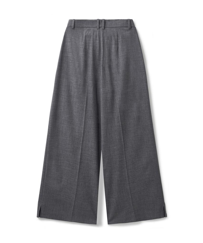ERER Single Pleat Wide Slacks Gray