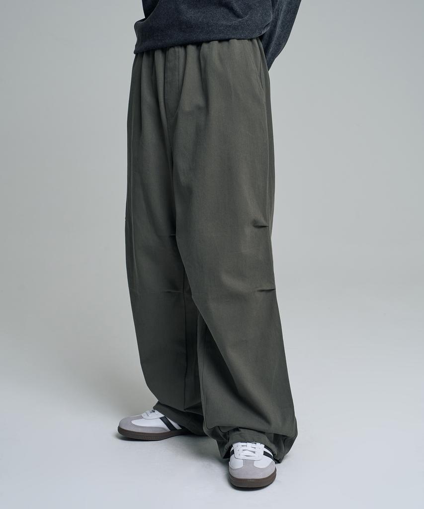Mubeun Parachute Wide Elastic Pants Khaki