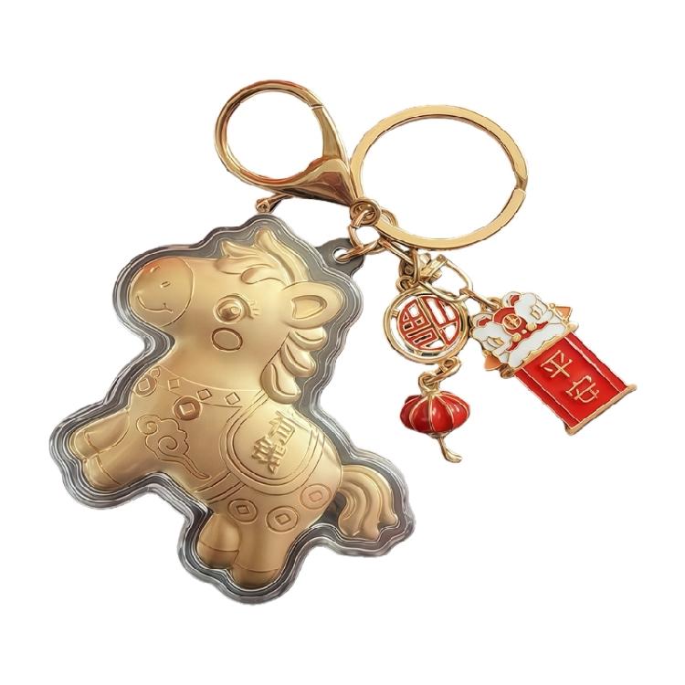 Festive Golden Foil Horse Keychain Symbolizing Wealth Luck And Safety In 3 Styles Prosperity Key Pendant Accessory